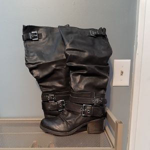 Carlos Santana Tall Black Slouch Boots